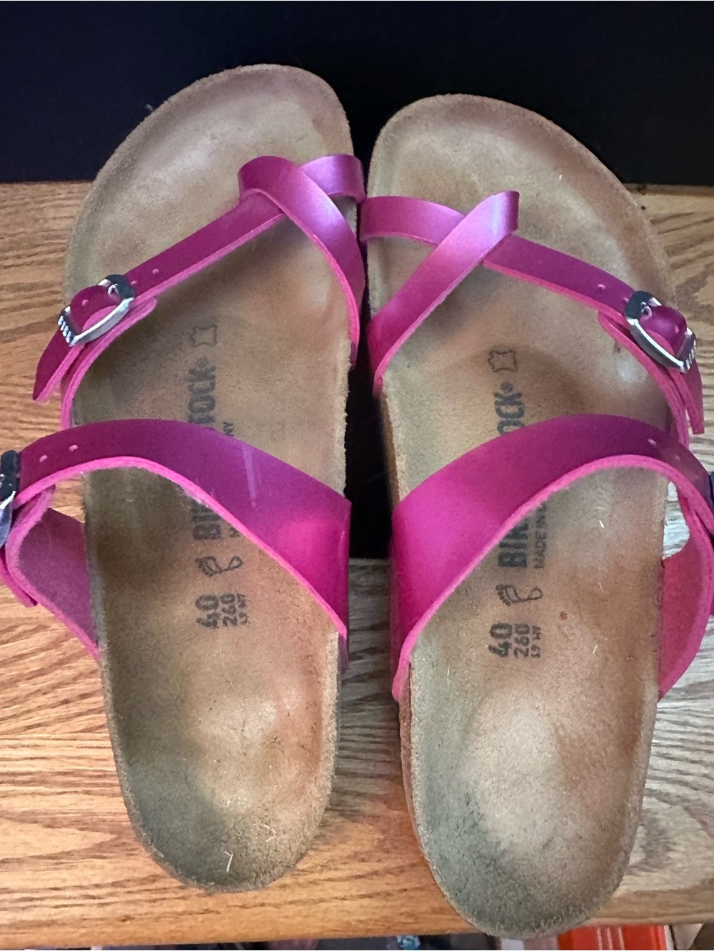 Birkenstock Birko-Flor Fuchsia Pink Sandals Size 40